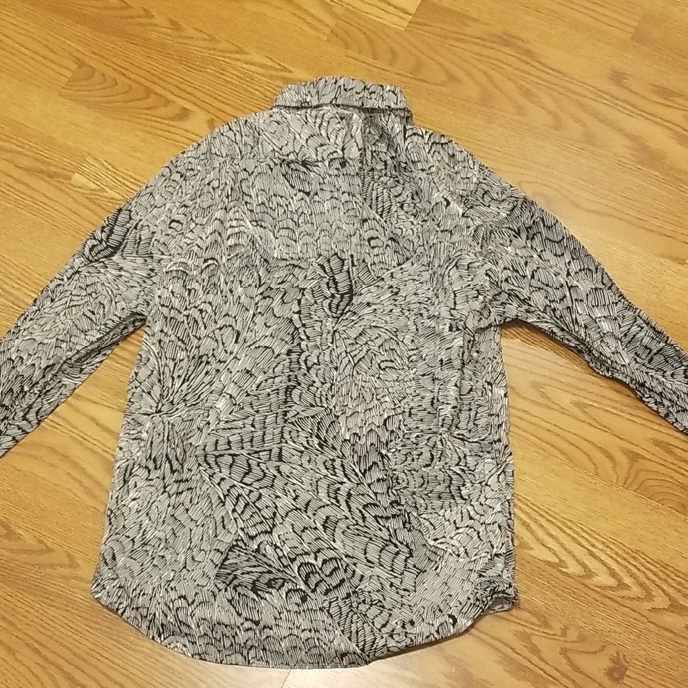 Express Monochrome Patterned Button Down Shirt - image 7